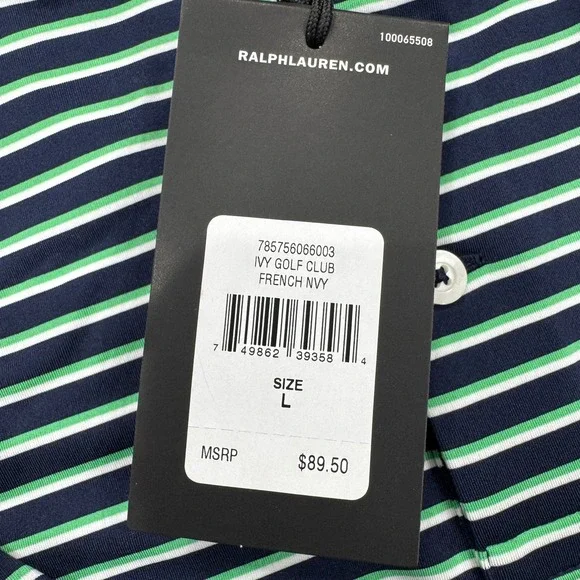 NWT RLX Ralph Lauren Ivy Golf Club Polo Shirt L Green Blue UV Protection Mens